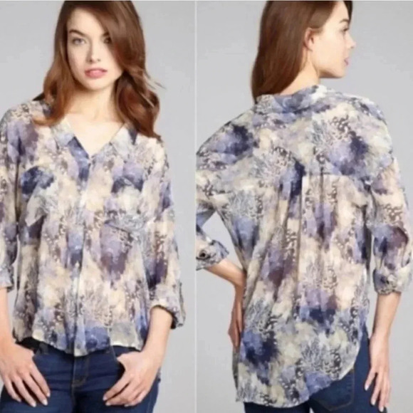 Free People sheer feather print blouse - Picture 7 of 8